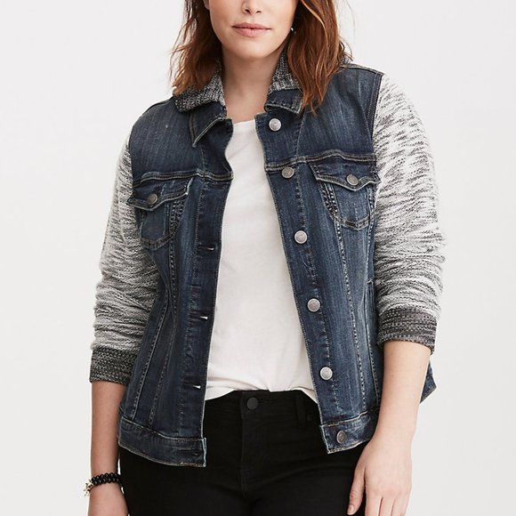 torrid Jackets & Blazers - SOLD Torrid Denim French Terry Jean Jacket